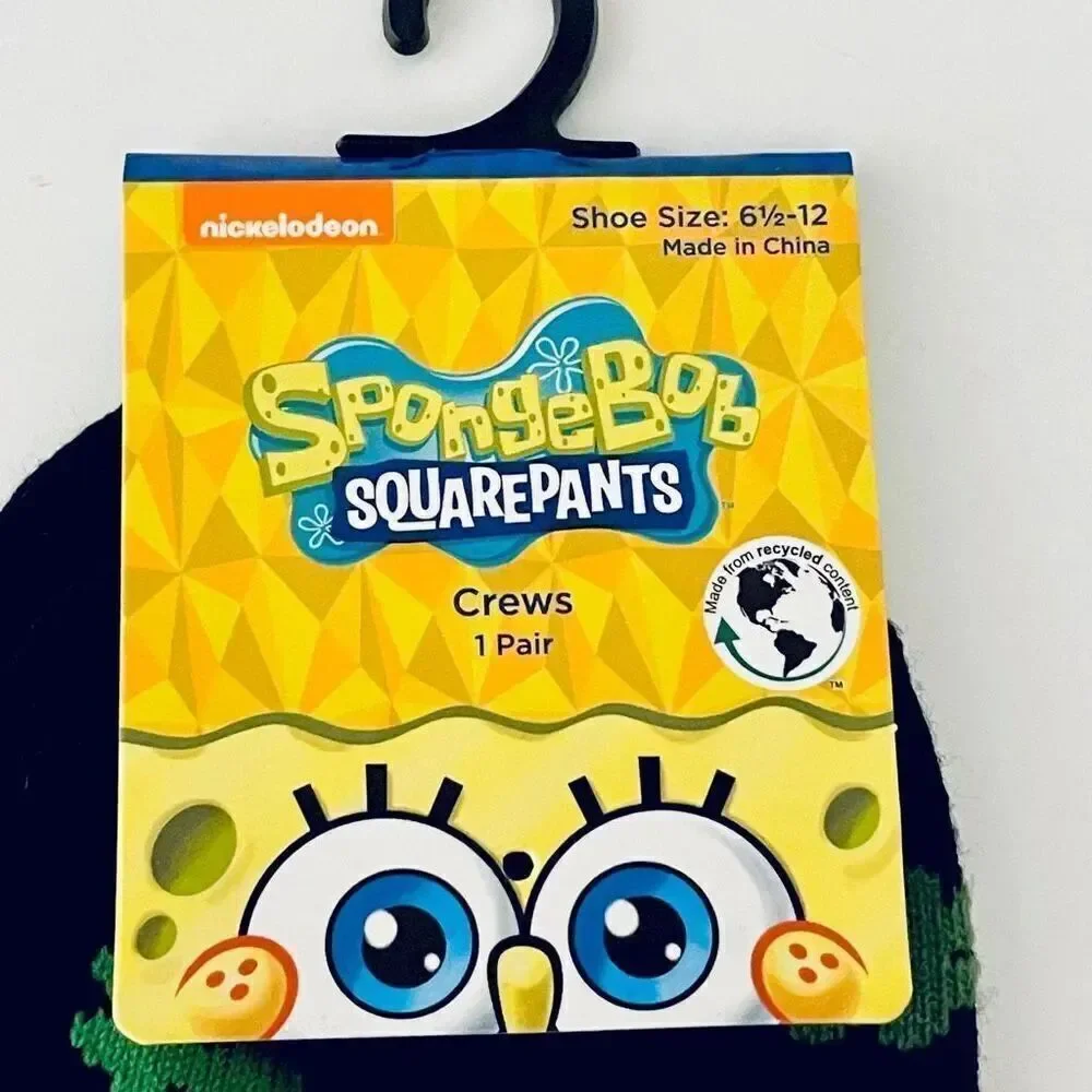 NWT Gorgeous 6.5-12 SpongeBob Squarepants Black,Green, Yellow White LUCK SOCKS